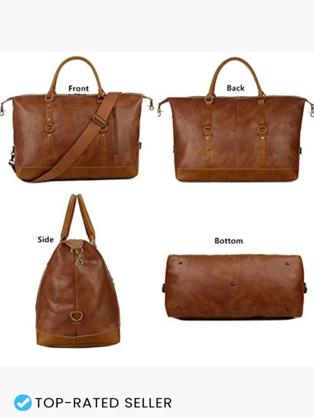 Vegan Leather Travel Duffel Tote Weekender Bag Overnight Carry On Gym Sport